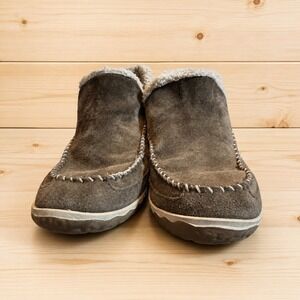 L.L.Bean Women's Brown Suede Fleece Lined Moc Toe Ankle Boots Size 9 Medium[M]